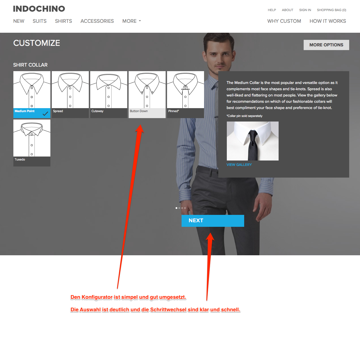 Produktkonfigurator bei indochino.com